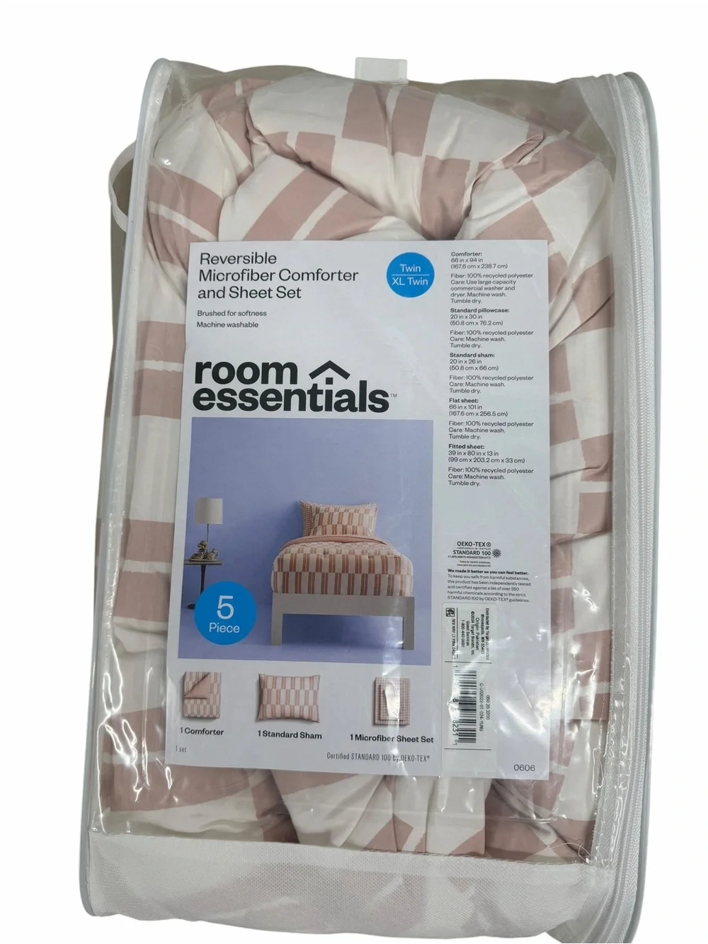 5 Piece NEW Twin XL Twin Reversible Comforter & Sheet Set